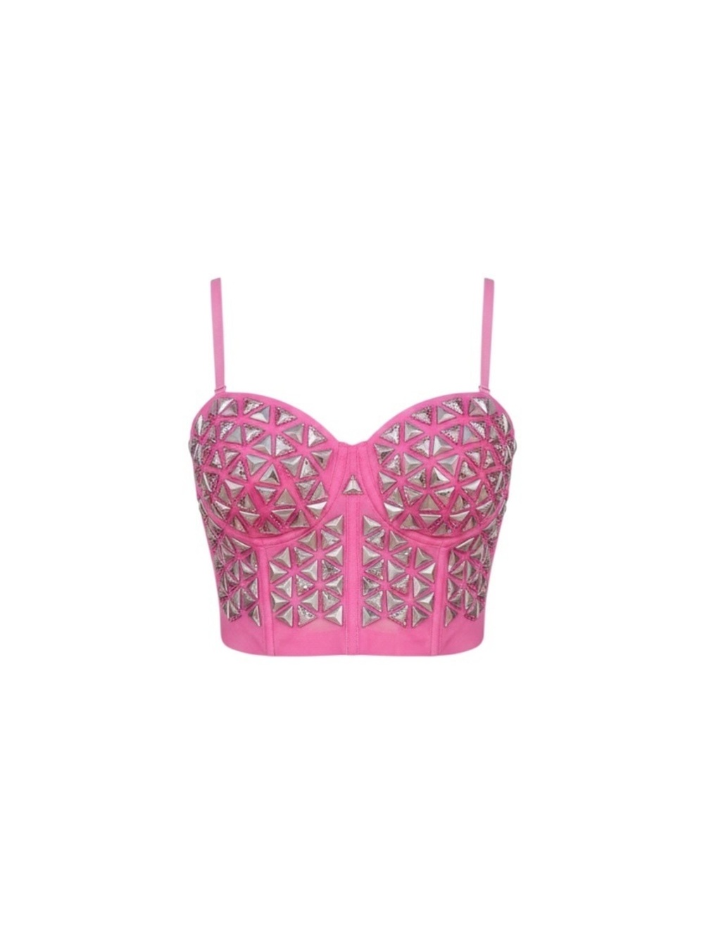 Hot Pink Mirrored Bustier Crop Top